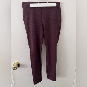 Loft Burgundy Stretch Work Pants Trousers Rayon Elastic Waistband Skinny Small